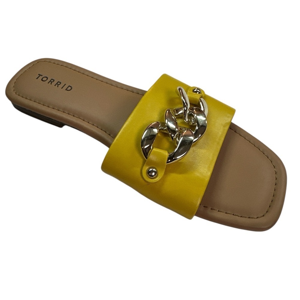 Torrid Yellow Gold Toned Chain Slides PU Size 9.5WW Preowned